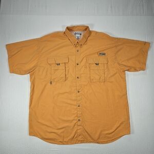 Columbia Orange Short-Sleeve Button-Down Fishing Shirt